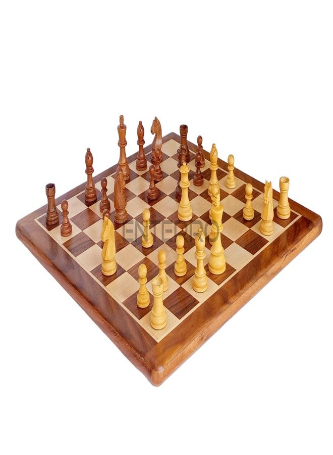 ENTERRO Wooden Chess Board Flat - 17" x 17" with Wooden Chess Pieces - King Size 3" with 2 Extra Queens - Tournament Chess Set - Image 2